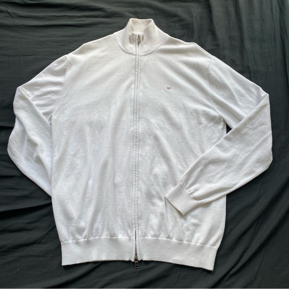 Calvin Klein White Full-Zip Knit Hoodie Jacket